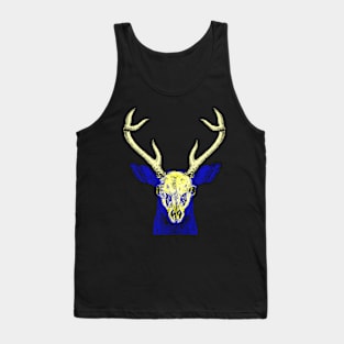 Deer Skull Interactive Yellow&Blue Filter T-Shirt By Red&Blue Tank Top